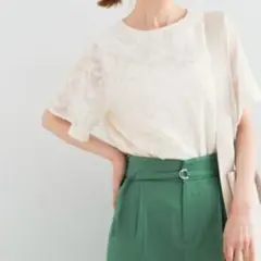 URBAN RESEARCH ROSSO フラワーカットジャガードブラウス