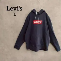 リーバイス Levi's ロゴ刺繍 スウェットパーカー ネイビー　Lサイズのサムネイル