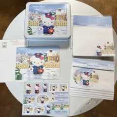 レア　レトロ　北海道郵便局限定　キティ　缶ケース　レターセット　ハガキ