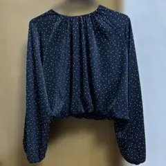 H&M 黒ドット柄クロップドブラウス Mサイズ