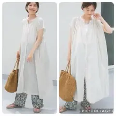 【美品】アーバンリサーチドアーズ ボイルギャザーフレンチスリーブワンピース