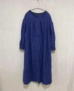 美品✦LILASIC シャツワンピース L ネイビーブルー マキシ丈 ゆったり