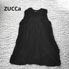 ZUCCa　ウール混　ドレープチュニックワンピース　ブラック　M　日本製