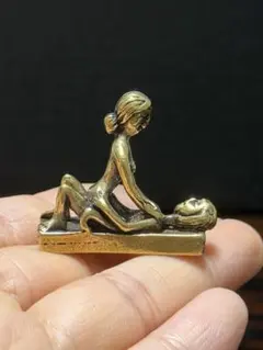金属工芸 男女像 オブジェ 縁起物 ミニフィギュア 真鍮製 春画