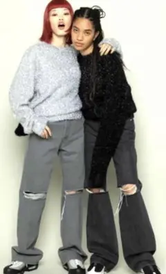 ✳︎irojikake✳︎イロジカケ✳︎ダメージ加工ワイドレッグジーンズ✳︎沙羅マリー✳︎