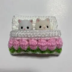 シルバニアファミリー 赤ちゃんサイズが2匹入る お布団 ピンクのチューリップ