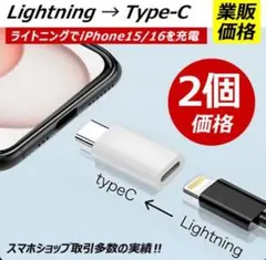 Lightning タイプC 変換 アダプター 2個 白