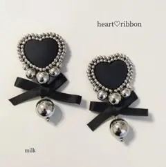 ✦No.265【heart♡ribbon】ハートリボンピアス/イヤリング✦