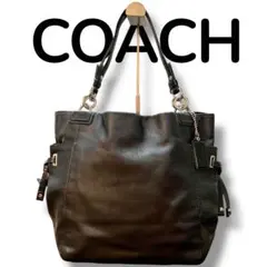 COACHコーチ トートバッグ　オールレザー　黒　肩掛け可能　ショルダーバッグ