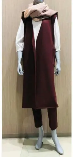 セオリー ウール100% BOXY FIT ロングベスト ジレ 黒ブラック 肉厚