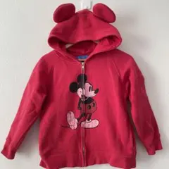 値下げ！ディズニーリゾートミッキーマウス赤 裏起毛フルジップパーカー 120cm
