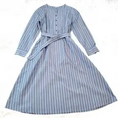 【美品】ナチュラルビューティーベーシック　ストライプ柄　シャツワンピース