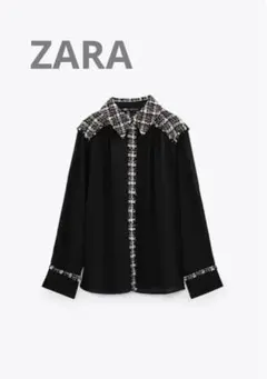 コントラストテクスチャー シャツ　ZARA Mサイズ