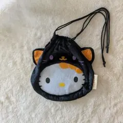 2007年製　ハローキティ ハロウィン黒猫　巾着