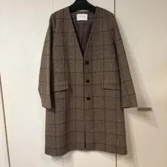 ユナイテッドアローズ　Vネックノーカラーコート　ブラウン　サイズ35