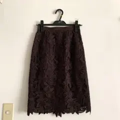 美品 ジャスグリッティー レーススカート タイトスカート 膝丈 ブラウン