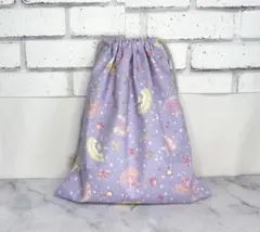 入学入園　体操服入れ　お着替え袋　バレエプリント　ハンドメイド　巾着袋　パープル