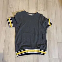 BEAMS HEART グレー 半袖Tシャツ ストライプ