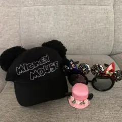 ミッキーキャップ　サングラス　ミニーパッチン留め