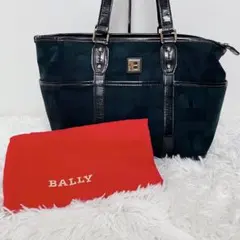 BALLY バリー トートバッグ ダークネイビー 総柄 レザー A4保存袋付き