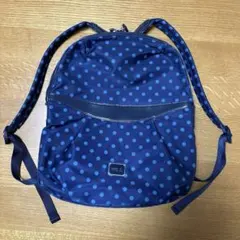 【美品】アニエスベー ボヤージュ リュック ドット柄 ナイロン ネイビー