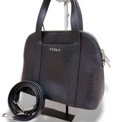 美品 フルラ サンディ 2WAY レザー ショルダー ハンドバッグ 黒