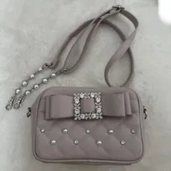 NOEMIE ノエミーお嬢さんビジューリボンショルダーバッグ ピンク