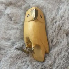 木製 鳥の置物 黄色