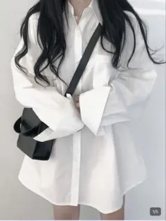 SHEIN シーイン　シャツホワイト　白　オーバーシャツのサムネイル