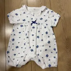 ブルー小花　カバーオール　60-70