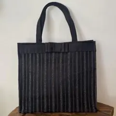 ⭐︎ハンドメイド⭐︎フォーマル サブバッグ リボン付♡ブラック シルバー レース仕様