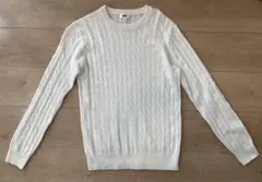 ユニクロ　ケーブル　セーター　ホワイト　S ウール　カシミヤ