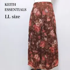 【キースエッセンシャルズ】ナロースカート ボタニカル柄 ロングスカート 花柄