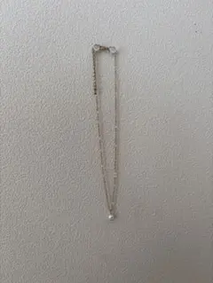 ゴールド 二重チェーンネックレス パール付き