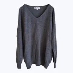 ミッシェルクラン ダークグレー Vネック 長袖 ニット セーター トップス