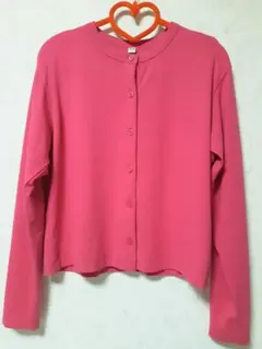UNIQLO クルーネックカーディガン ピンク Lサイズ