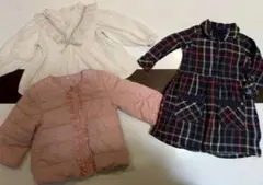 チェック柄シャツワンピースとダウンジャケットセット