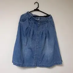 デニムスカート フロントボタン タック入り