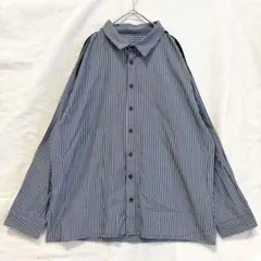 完売色◆美品 tree cafe ストライプラインシャツ レギュラーカラー Lのサムネイル