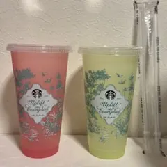 ミステリーカラーチェンジングリユーザブルコールドカップ ピンク&イエロー