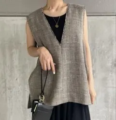 新品未使用　Spick & Span リネンツイードベスト ブラック