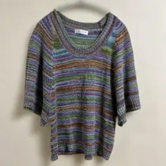 Cero for Lady's 半袖ニットトップス マルチカラー　Mサイズ透け感