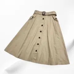 COLZA トレンチ風 ベージュ 春 ロングフレアスカート フロントボタン M