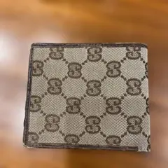 GGパターン 二つ折り財布 ベージュ/ブラウン