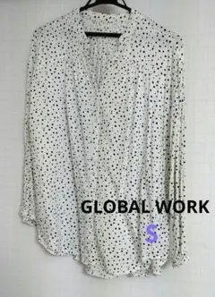GLOBAL WORK ドット柄 長袖ブラウス S