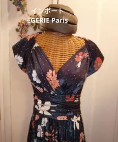 インポート／EGERIE Paris ブラックに花柄 ワンピース