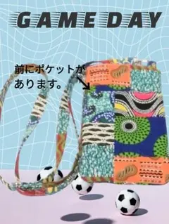 ハンドメイド、スマホショルダー、スマホポーチ、パッチワーク、アフリカ布、G175