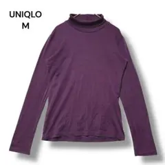 ユニクロ　ストレッチコットンタートルネックＴ　長袖　紫　Ｍ　ストレッチ