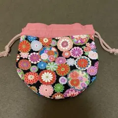 ハンドメイド 和風花柄巾着