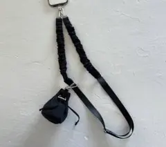 くしゅくしゅ モバイル ショルダーストラップ スマホショルダー 黒 ミニ ポーチ